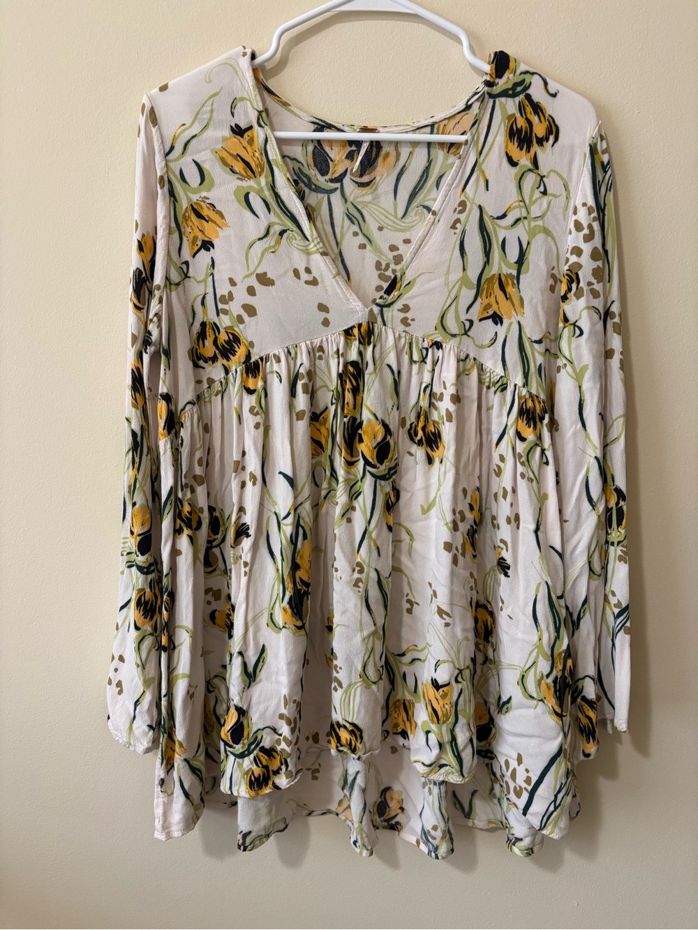 Free People Cream Tunic with Floral Print